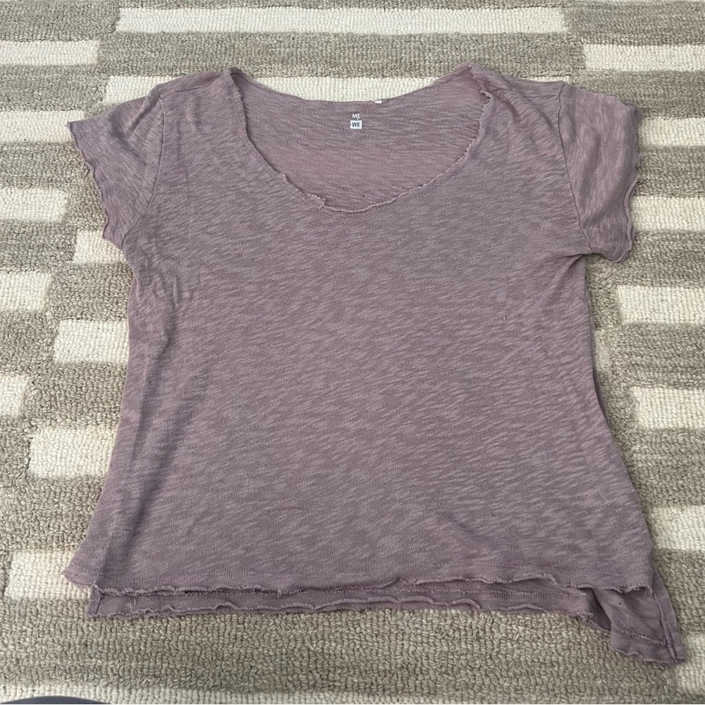Women’s Oversized Off the Shoulder Heathered Purple Relaxed Tee - Size Medium